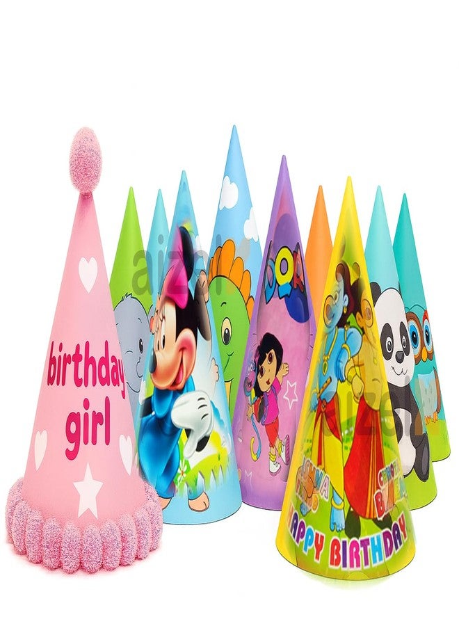 Ziggle Birthday caps for Birthday Girl and Kids caps Bday kid Printed hats Assorted Combo Birth day Girl Party Celebrations (Pack of 11 Caps)